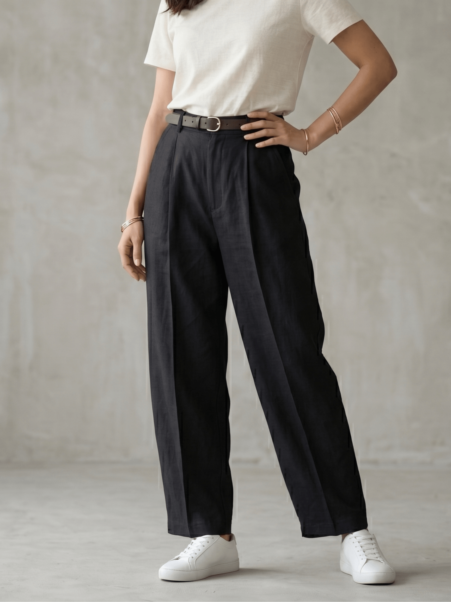 Balloon Pleated Pant - Black - The BNW Studio
