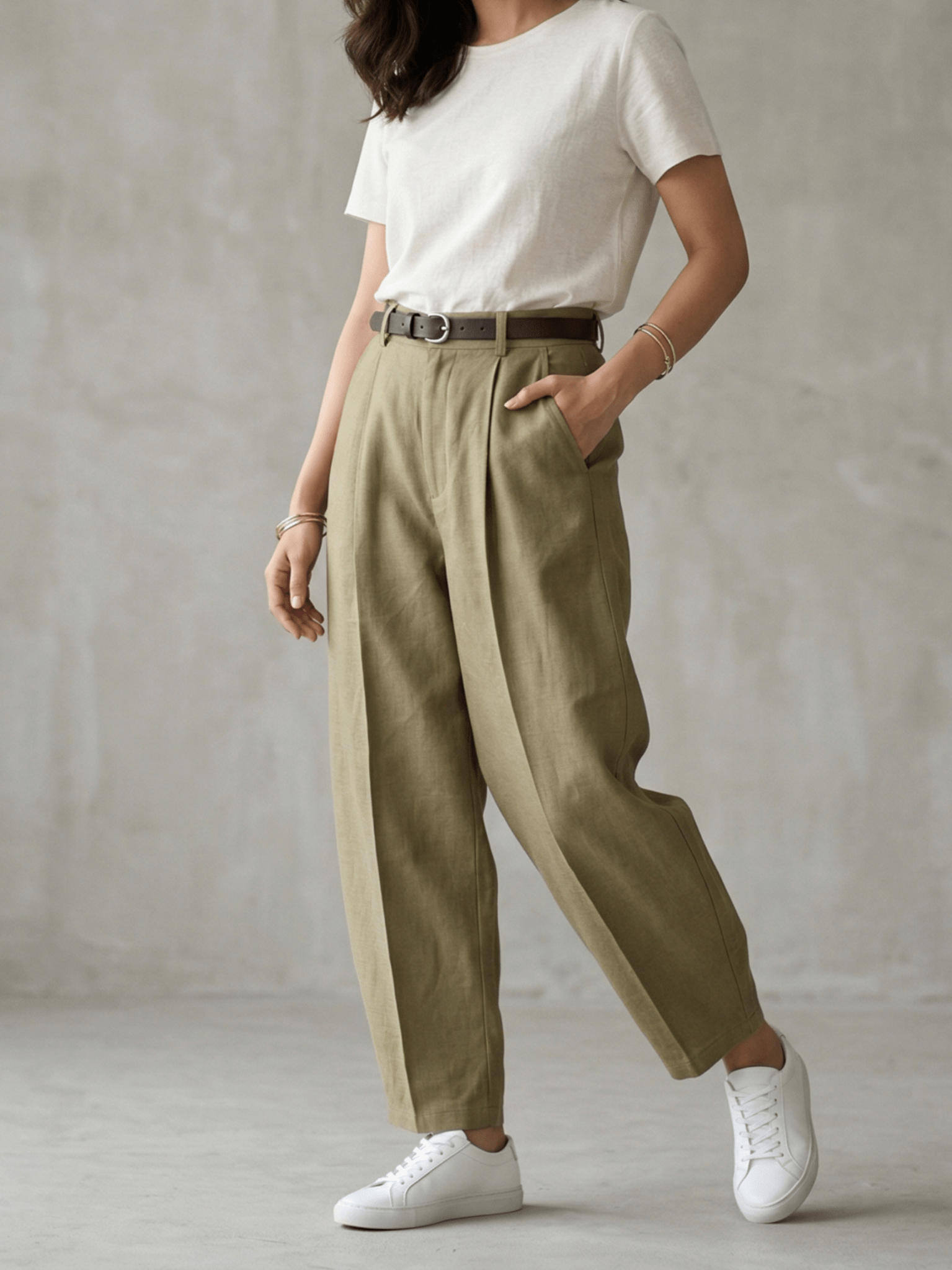 Balloon Pleated Pant - Lichen - The BNW Studio